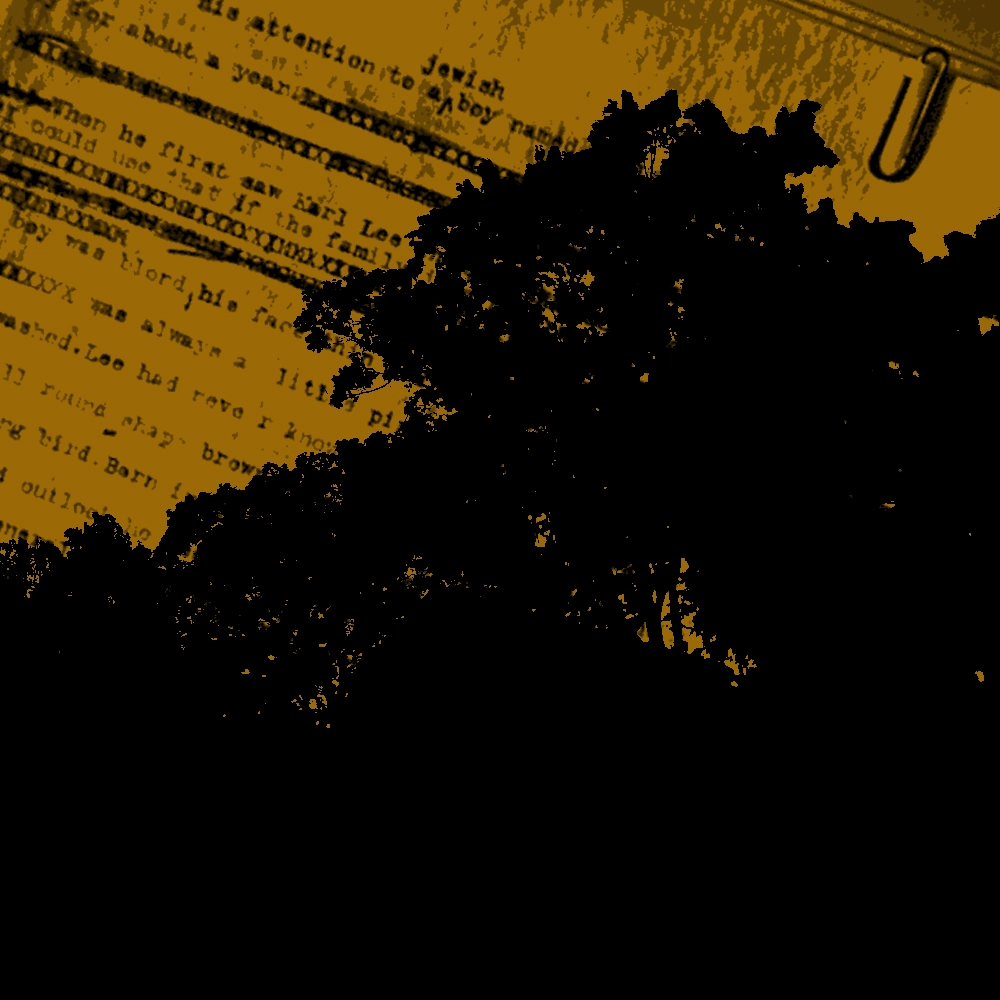 Collage mit Baum und Text